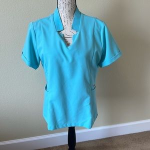 Figs mint colored tailored scrub top size medium and matching pant size small.